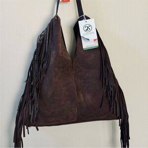 Divina Firenze Brown Suede Fringe Shoulder Bag
